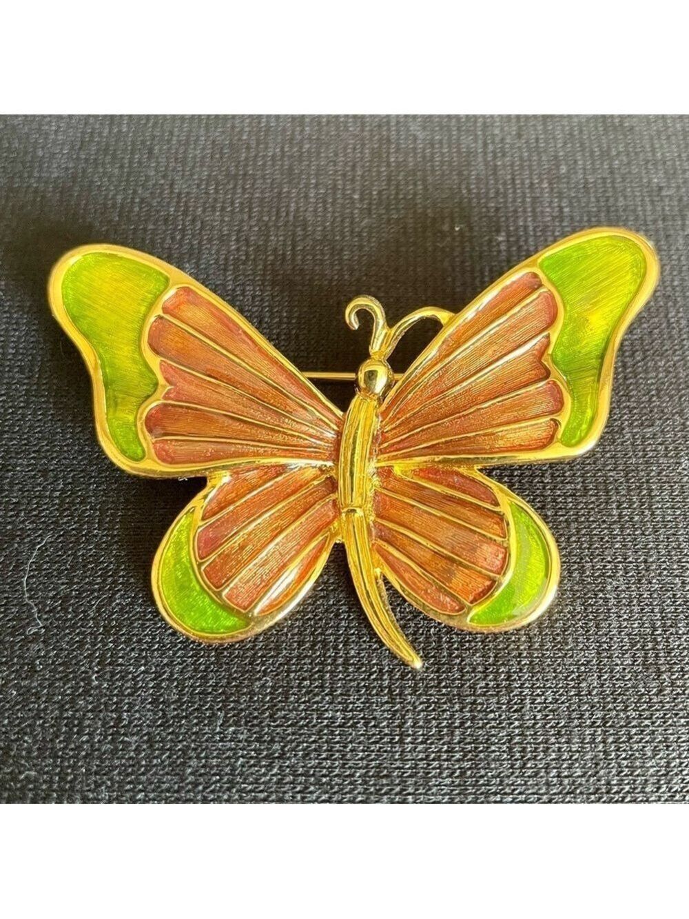 Vintage Museum of Fine Arts Brooch, Butterfly, Copper & Green Wings, Gold